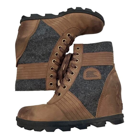 Sorel Lexie Wedge Boots Tobacco Brown Winter Waterproof Size 11 - Picture 3 of 12